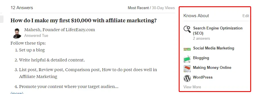 Quora knows about section