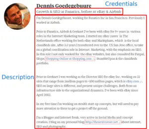 This is Quora credentials & description section