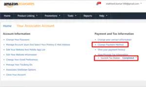 Amazon affiliate payment option