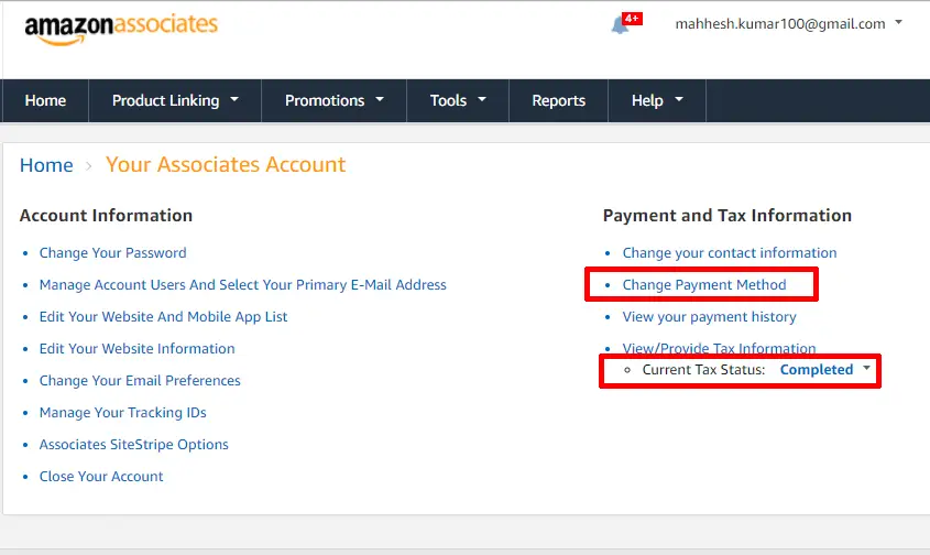 Amazon associates affiliate payment option