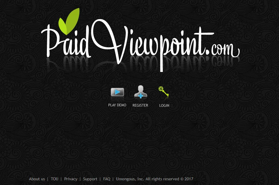 Screenshot of PaidViewPoint website homepage 