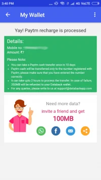Screenshot of successful Paytm recharge