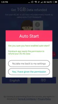 Databack confirmation box for Autostart
