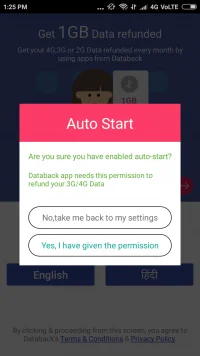 Databack confirmation box for Autostart