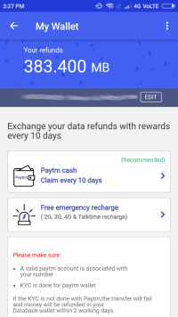 Screenshot of Databack wallet