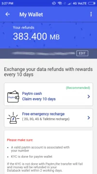 Screenshot of Databack wallet