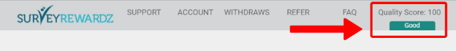 Quality score for Survey Rewardz