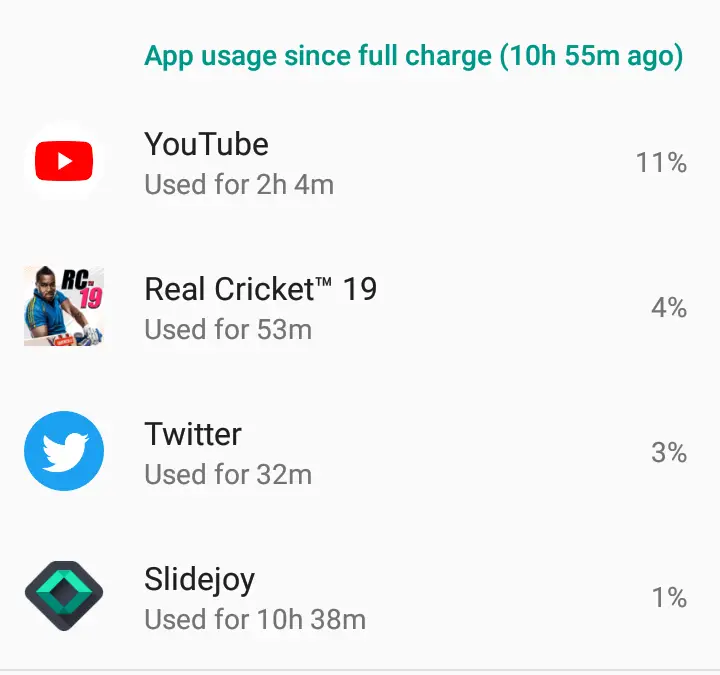 Slidejoy App Battery Consumption screenshot