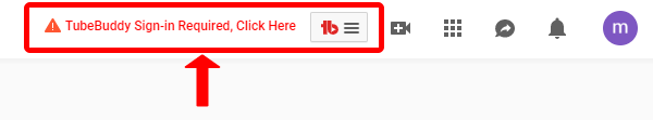 Message that you're not logged in to Tubebuddy