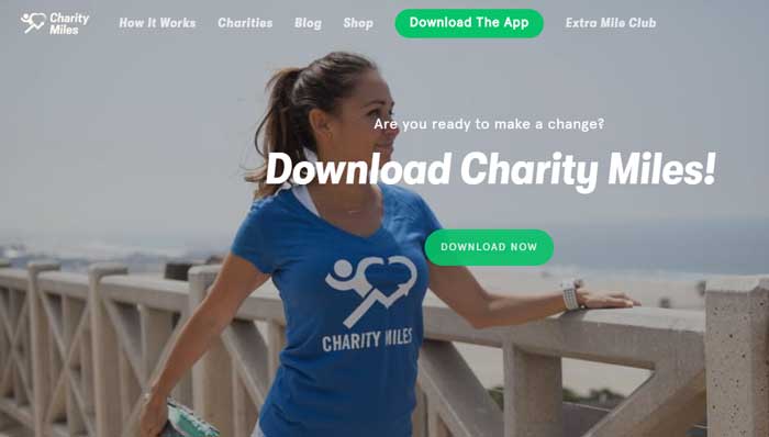 Screenshot of Charity Miles app