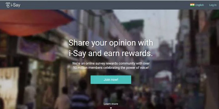 Screenshot of Ipsos I-Say website homepage 