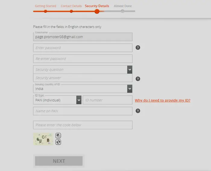 Payoneer sign up step 3