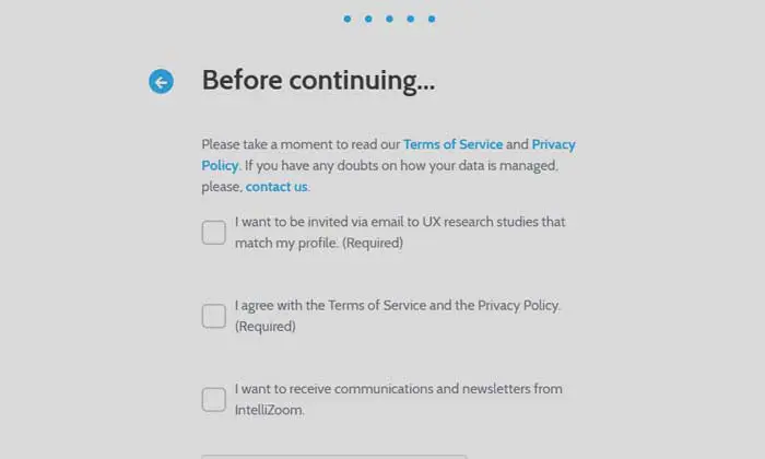 IntelliZoom Panel Signup Step 5