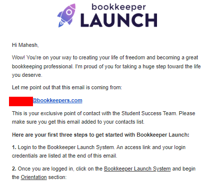 Bookkeeper Launch Welcome Email