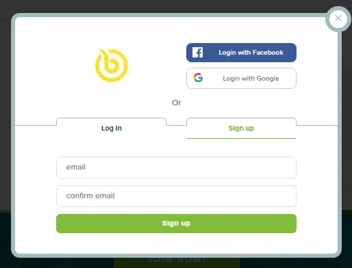 A screenshot of Bananatic Sign up page