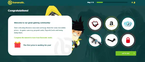 A screenshot of the success message after creating the Bananatic account