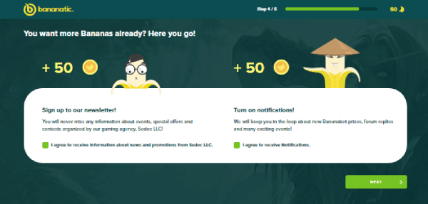 A screenshot that showing opportunities of earning the Bananatic bonus