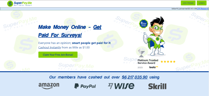 Screenshot of SuperPay.Me website homepage