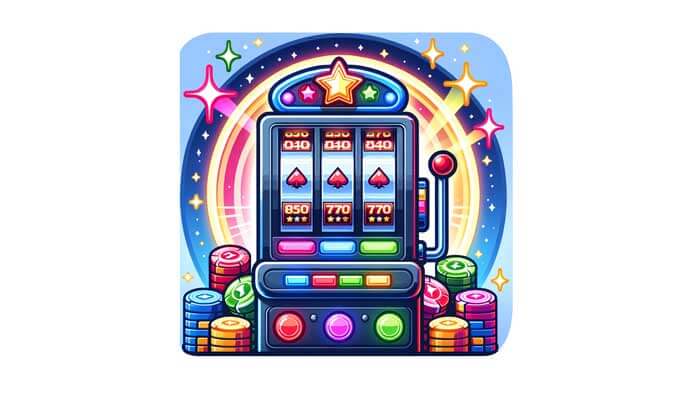 A vector illustration featuring a vibrant slot and gaming machine in a casino setting, symbolizing entertainment and gaming excitement.